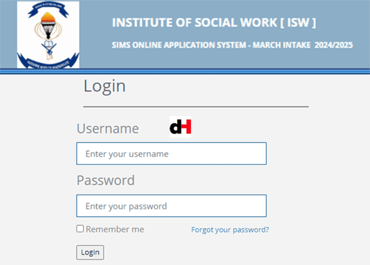 Institute of Social Work (ISW) Online Application System (OAS)