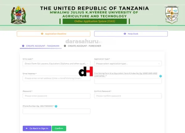 Mwalimu Julius K. Nyerere University of Agriculture and Technology MJNUAT Admission Online Application System