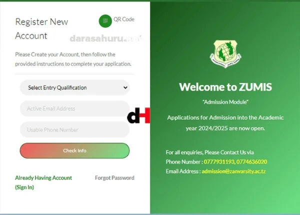 Zanzibar University (ZU) Admission Online Application System