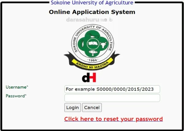 Sokoine University of Agriculture(SUA) Admission Online Application System