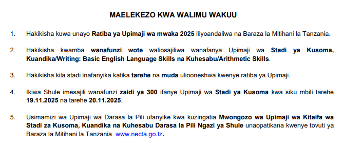 STNA 2025 NECTA 1