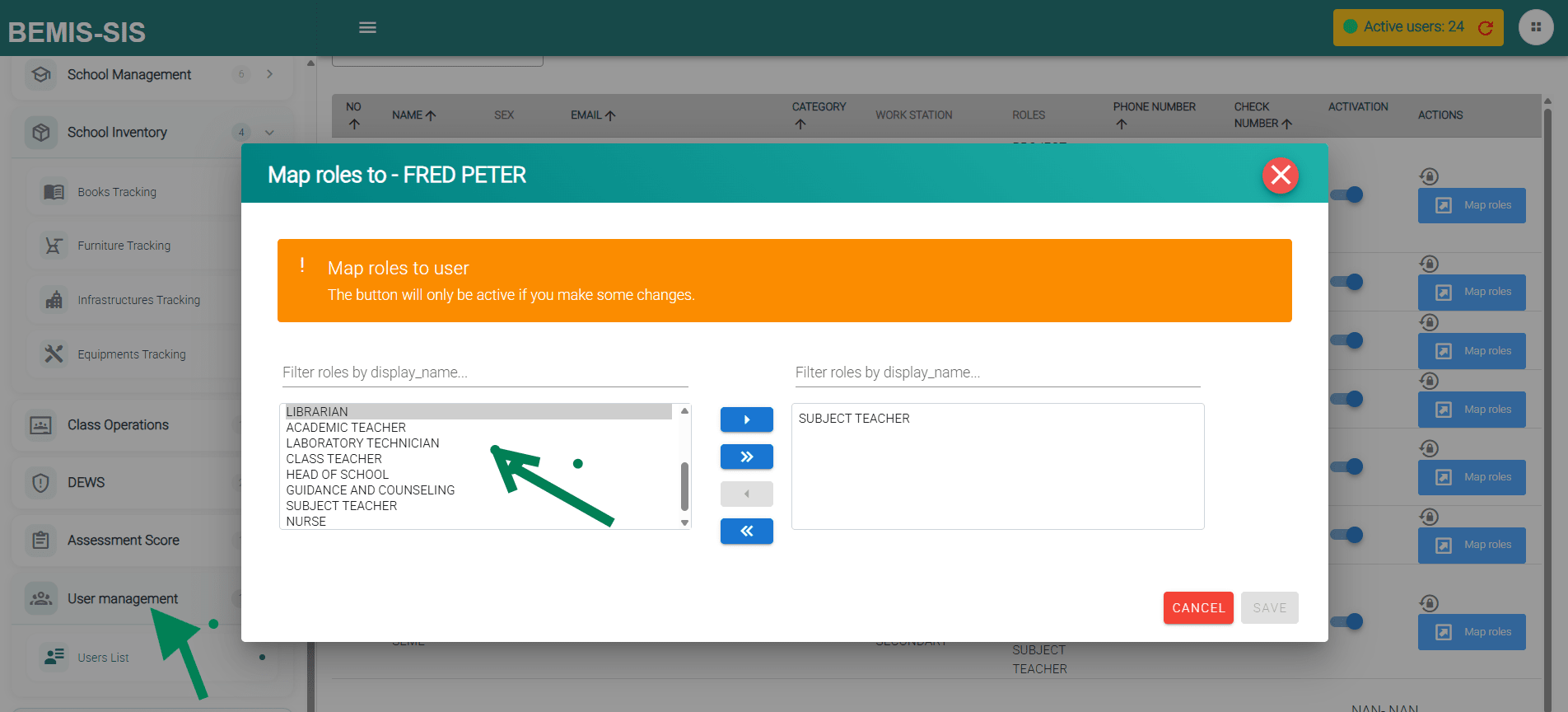 SIS USER MANAGEMENT