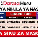 Tarehe Za Kufunga Na Kufungua Shule 2026