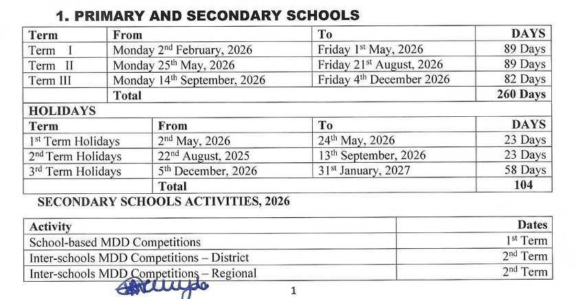 Uganda School Calendar 2026 - Opening and Closing Dates And Holidays