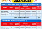 Mihula ya Masomo 2027/28 Awali, Msingi na Sekondari