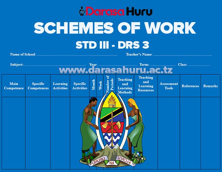 Schemes of Work Standard Three (Darasa la Tatu) 2027 | All Subjects