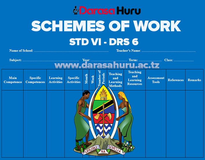 Schemes of Work Standard Six (Darasa la Sita) 2027 | All Subjects